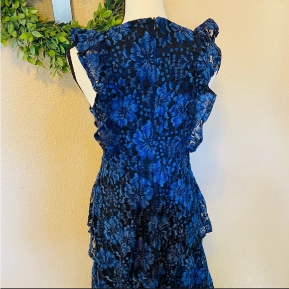 NWOT Lulus Molinetto Navy Blue Lace Ruffled Tiered Sleeveless Maxi Dress - Picture 8 of 10